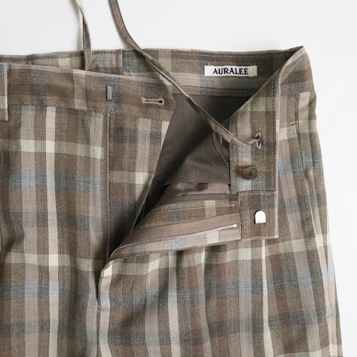 Super Fine Tropical Wool Check Two-Tuck Slacks