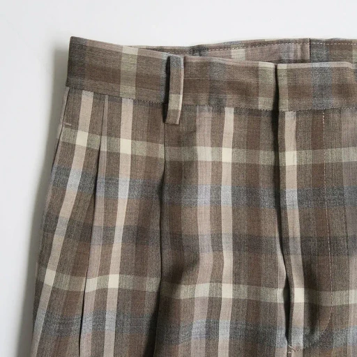 Super Fine Tropical Wool Check Two-Tuck Slacks
