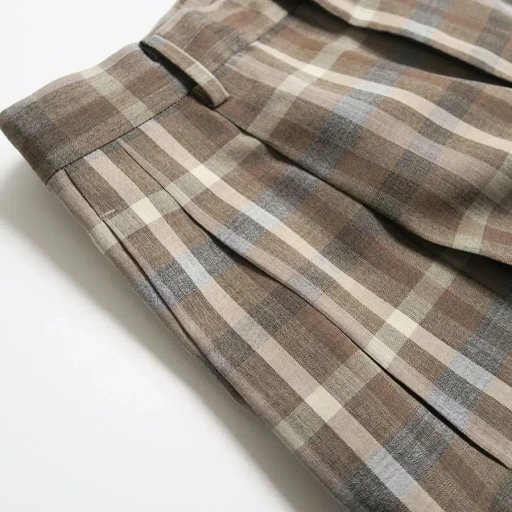 Super Fine Tropical Wool Check Two-Tuck Slacks