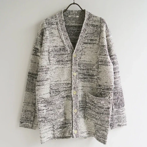 Structured Cotton Linen Panel Knit Cardigan