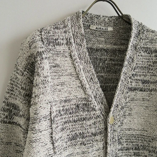 Structured Cotton Linen Panel Knit Cardigan