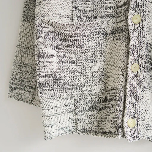 Structured Cotton Linen Panel Knit Cardigan