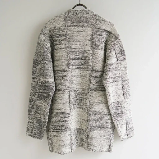 Structured Cotton Linen Panel Knit Cardigan