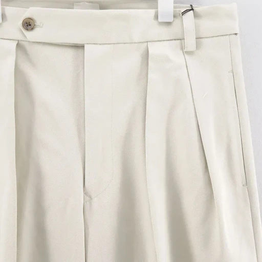 Cotton Gaba 2Tuck Wide Slacks