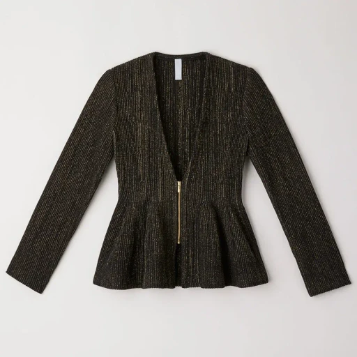Hypha Glitter Collarless Zip Jacket