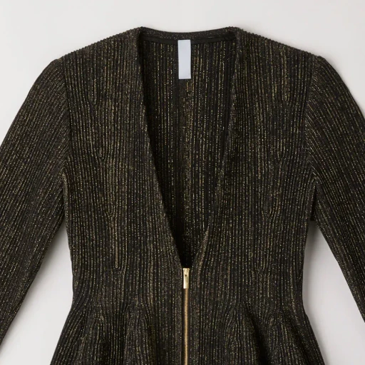Hypha Glitter Collarless Zip Jacket