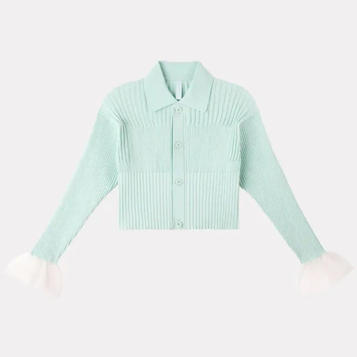 Fluted Lucent Cropped Shirt Cardigan