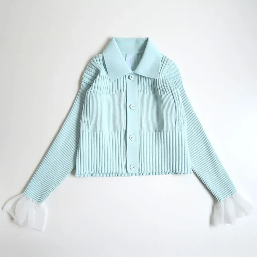 Fluted Lucent Cropped Shirt Cardigan