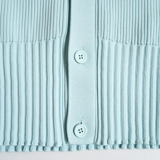 Fluted Lucent Cropped Shirt Cardigan