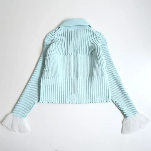 Fluted Lucent Cropped Shirt Cardigan