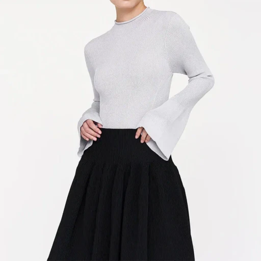 Soft Portrait Long Bell Sleeve Top