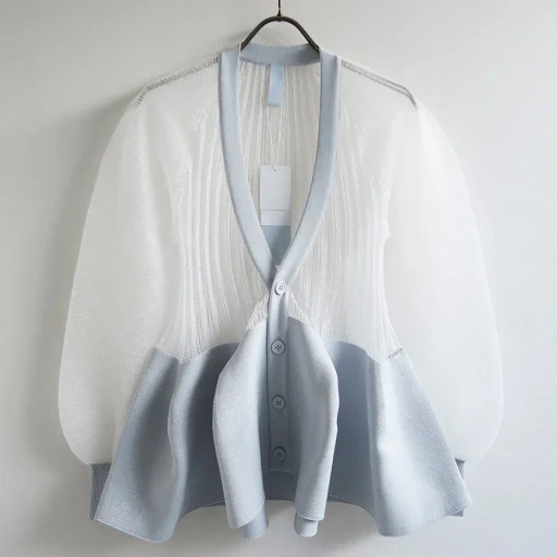 Pottery Lucent Glitter Puff Sleeve Cardigan