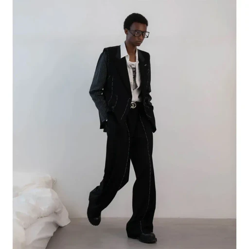 ”Hand Stich”Dress Wide Slacks