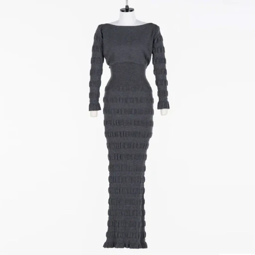 Stripe Knit Long Dress