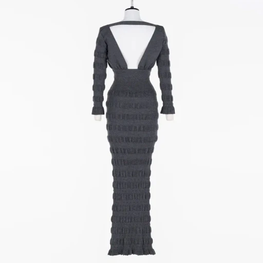 Stripe Knit Long Dress