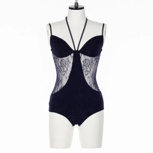 Sheer Paneled Velour Bodysuit