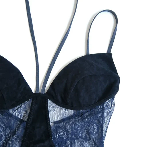 Sheer Paneled Velour Bodysuit