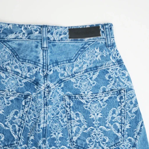 Damask-Jacquard Denim Curve-Fit High-Rise Jeans