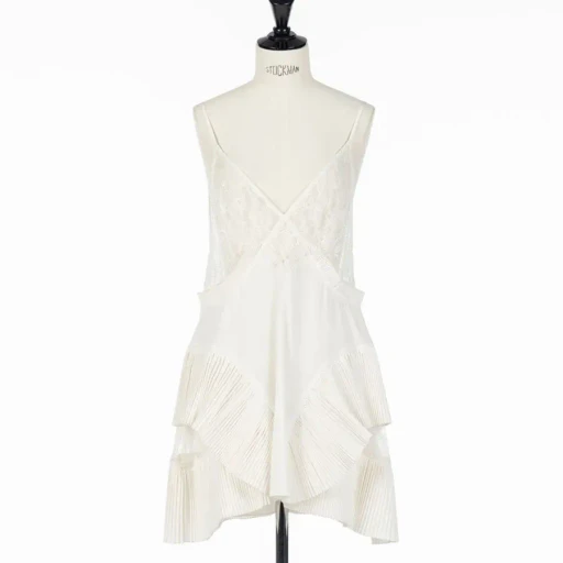 Pleated Mini Slip Dress