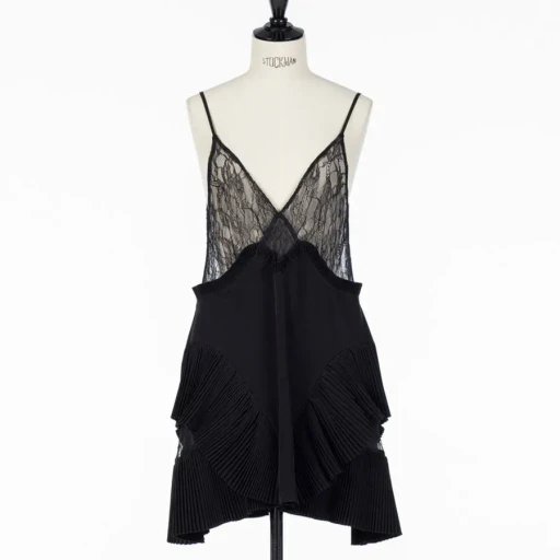 Pleated Mini Slip Dress