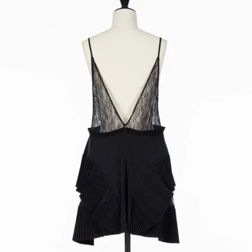 Pleated Mini Slip Dress