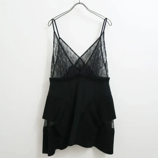 Pleated Mini Slip Dress