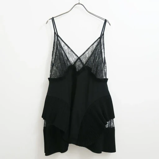 Pleated Mini Slip Dress