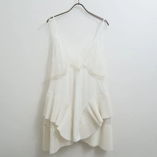 Pleated Mini Slip Dress