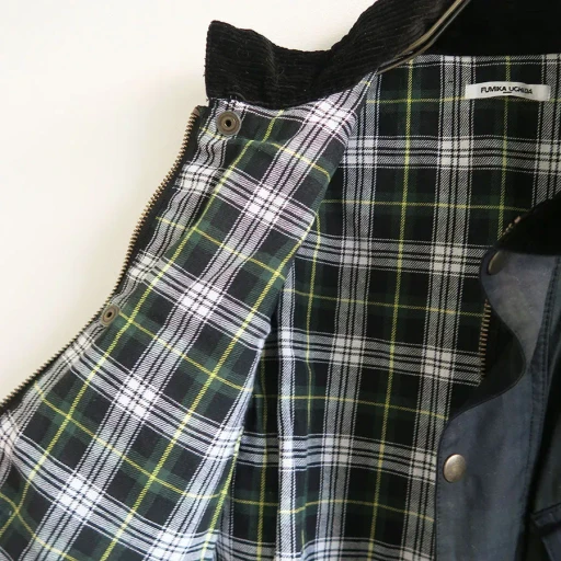 Oiled Tartan Plaid Sleeveless Hunter Coat