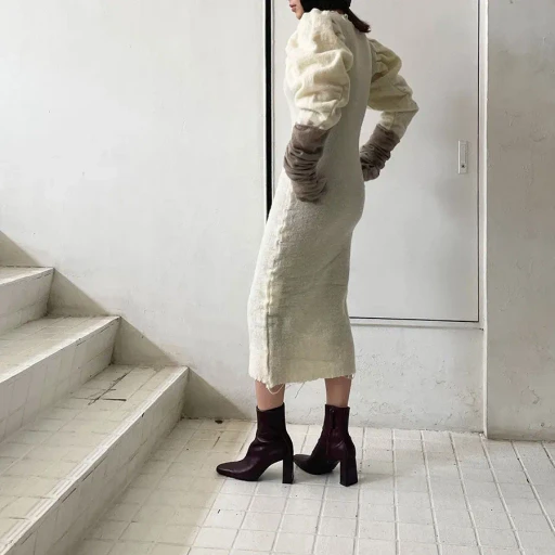 Gauze Plaid Midi Dress