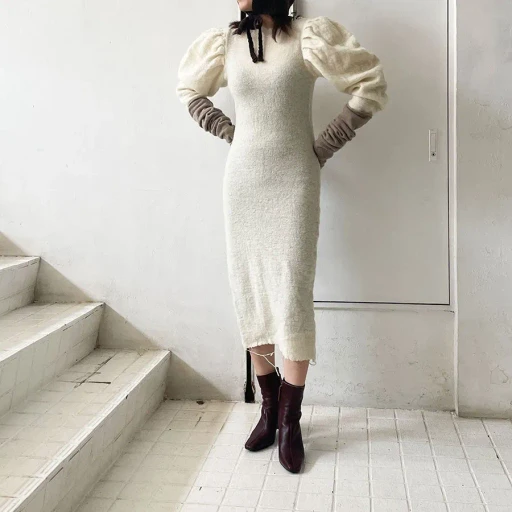 Gauze Plaid Midi Dress