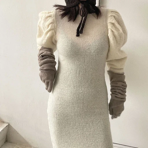 Gauze Plaid Midi Dress
