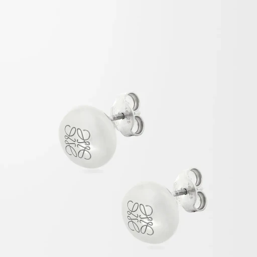 Anagram Pebble Stud Earrings In Sterling Silver