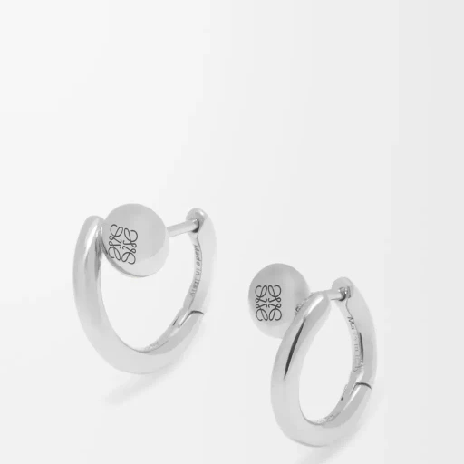 Anagram Pebble Mini Hoop Earrings In Sterling Silver