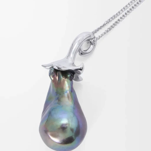 Aubergine Necklace In Sterling Silver And Pearl