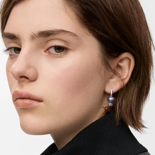 Blueberry Earrings In Sterling Silver And Pearl