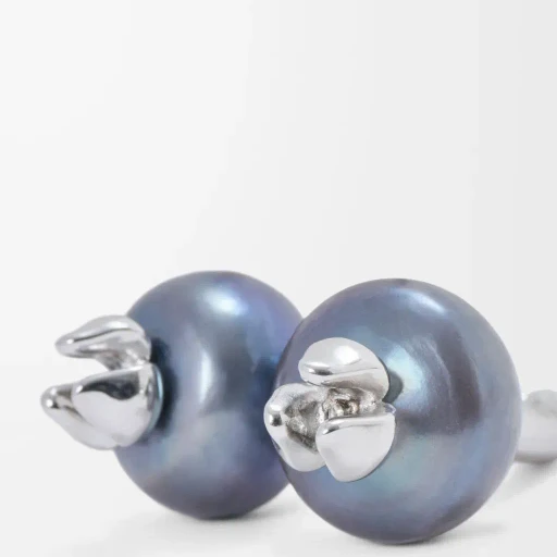 Blueberry Earrings In Sterling Silver And Pearl