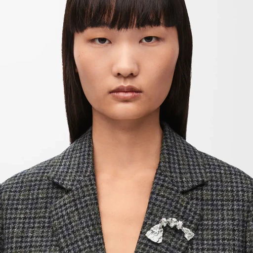 Bowed Tie Brooch In Sterling Silver
