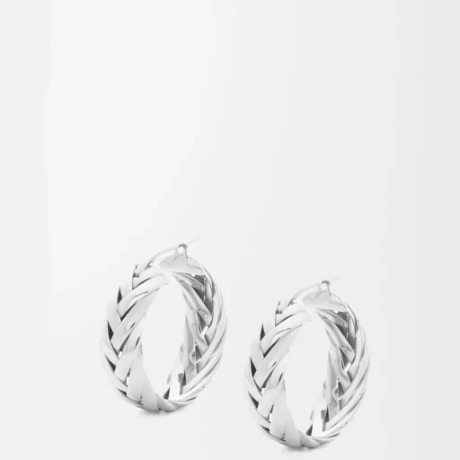 Braided Hoop Earrings In Sterling Silver