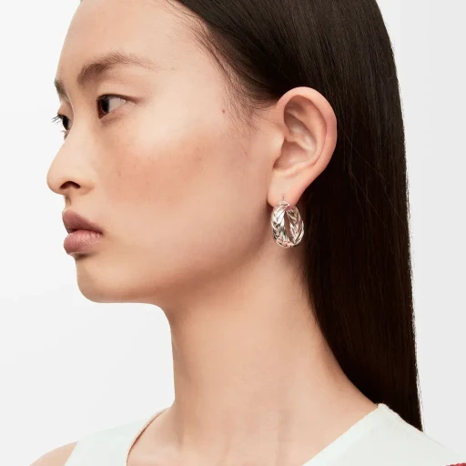 Braided Hoop Earrings In Sterling Silver