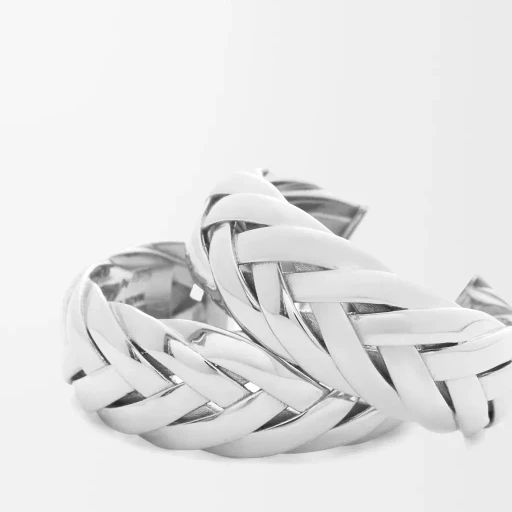 Braided Hoop Earrings In Sterling Silver