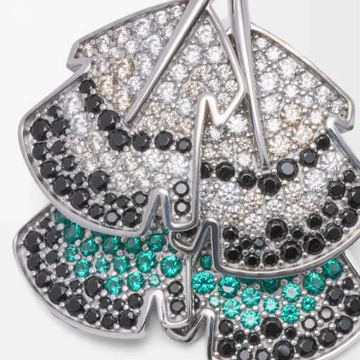 Feather Earrings In Sterling Silver And Crystals