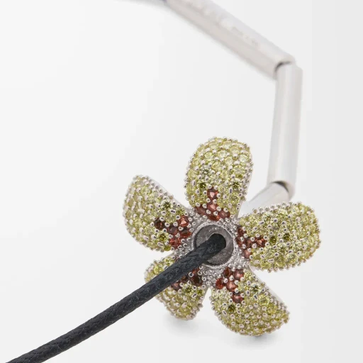 Flor Necklace In Sterling Silver And Crystals
