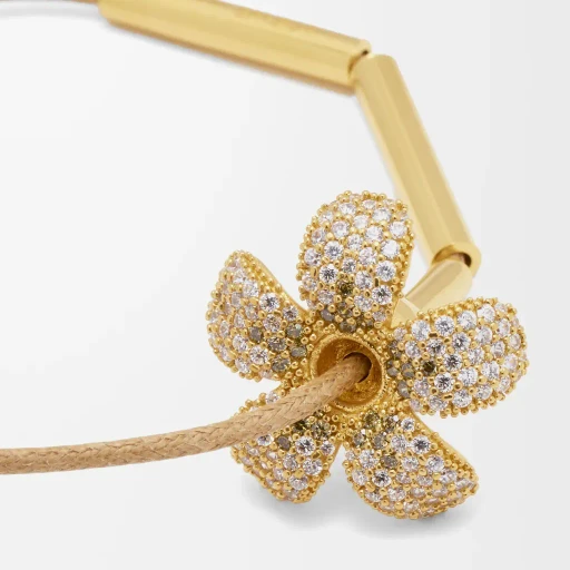 Flor Necklace In Sterling Silver And Crystals