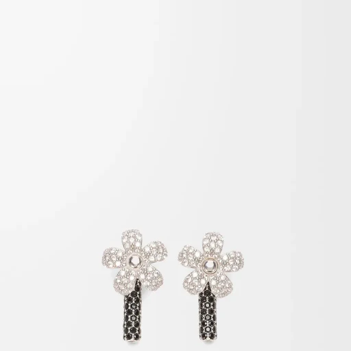 Flor Earrings In Sterling Silver And Crystals