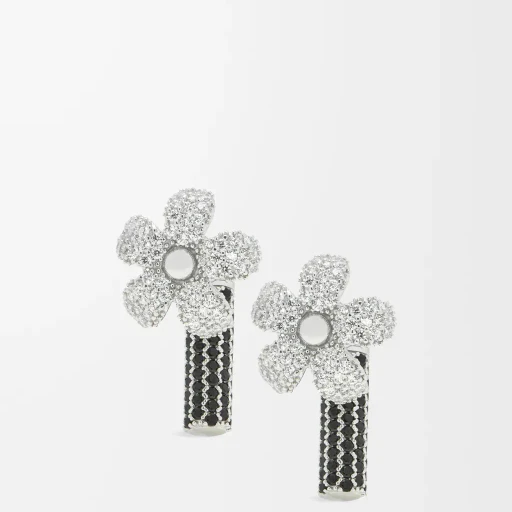 Flor Earrings In Sterling Silver And Crystals