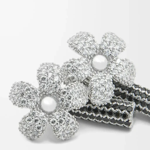 Flor Earrings In Sterling Silver And Crystals