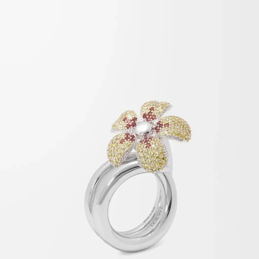 Flor Ring In Sterling Silver And Crystals