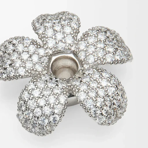 Flower Hat Pendant In Sterling Silver And Crystals