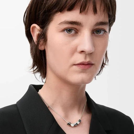 Pebble Cube Necklace In Sterling Silver